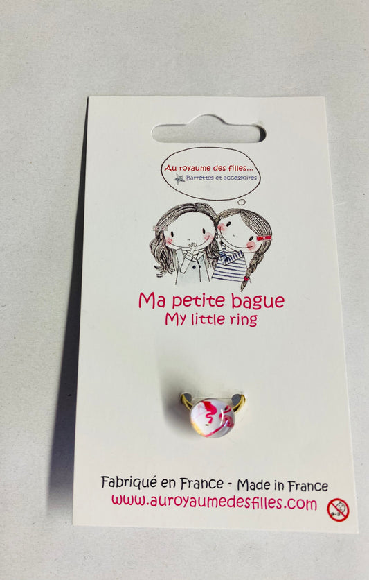 Bague enfant réglable flamant rose