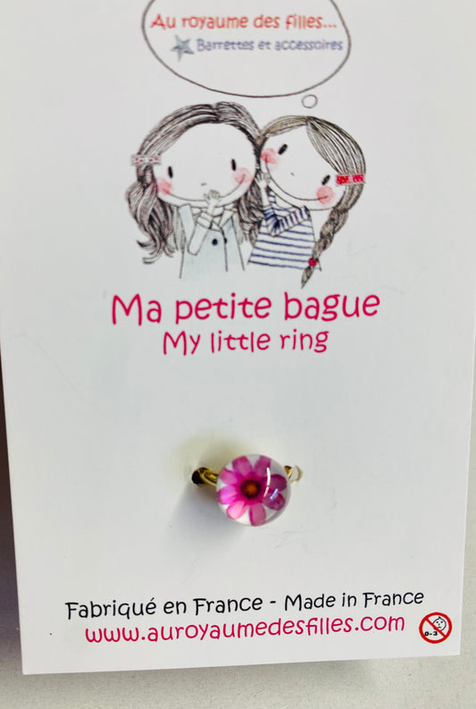 Bague enfant réglable fleur rose