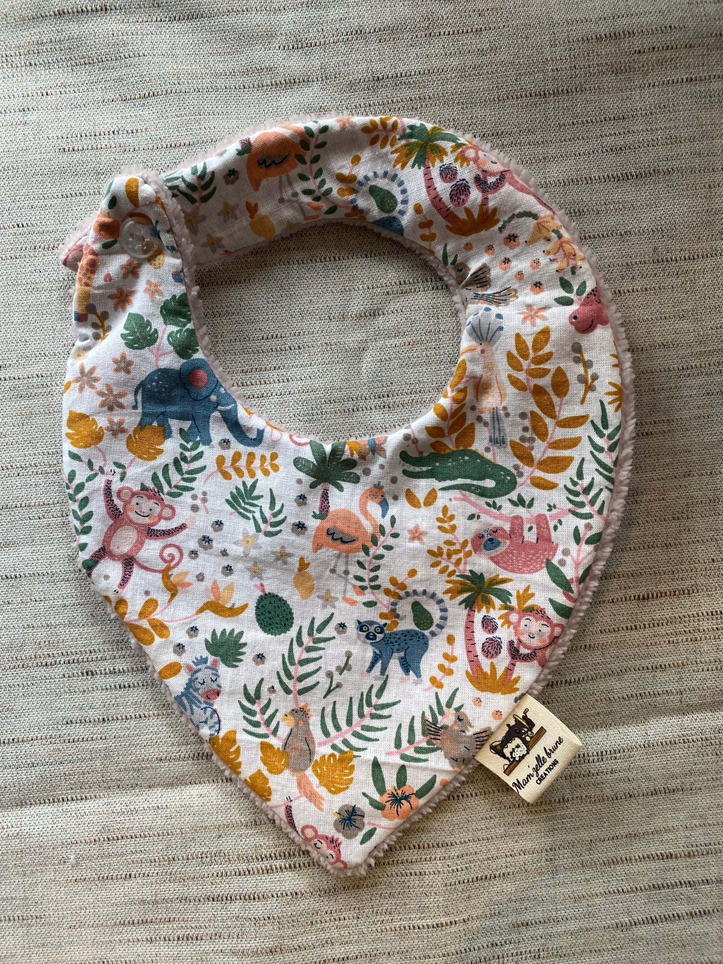 Bavoir bandana jungle rose