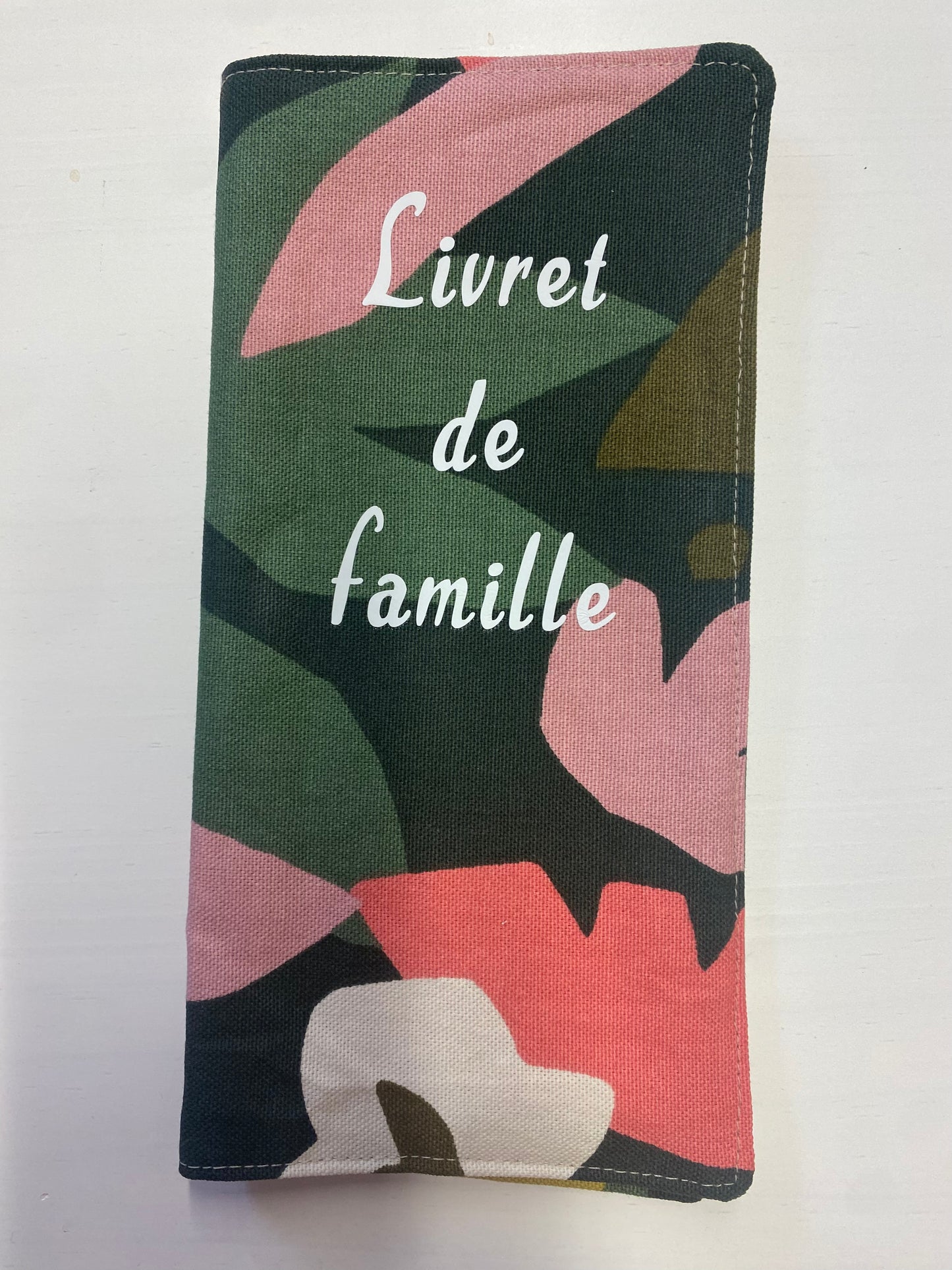 Protège livret de famille kaki rose