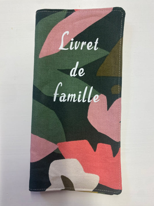 Protège livret de famille kaki rose