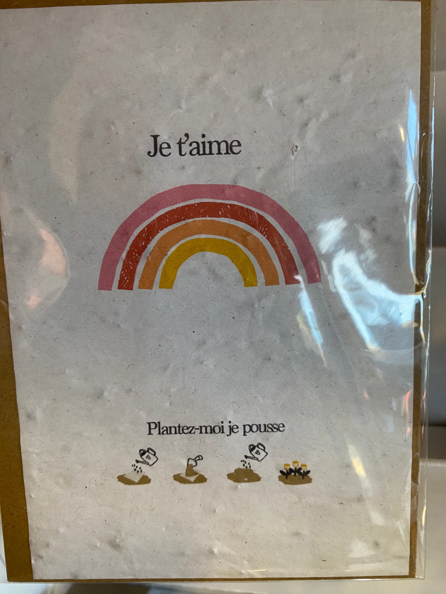 Carte à planter je t’aime arc-en-ciel