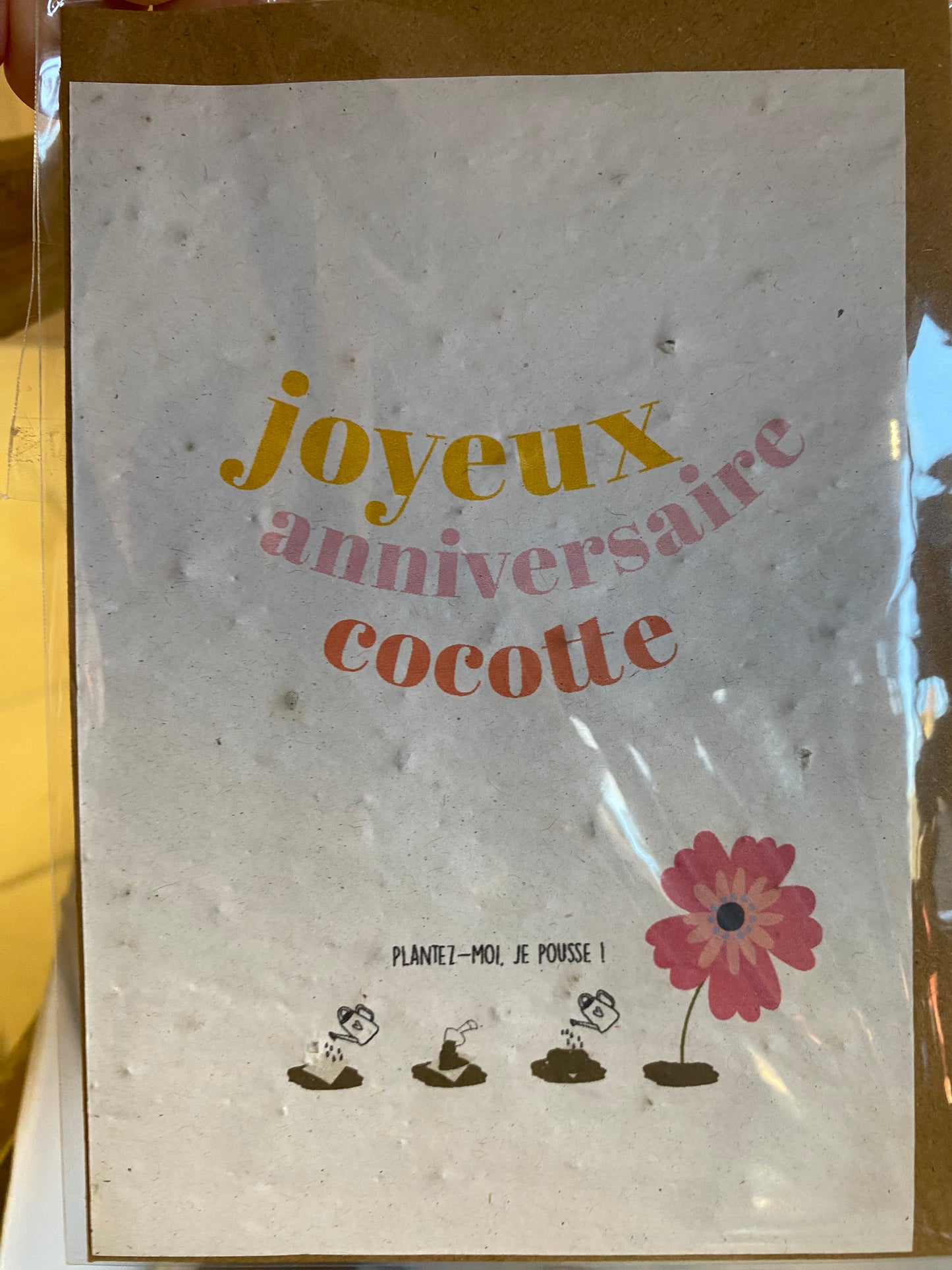 Carte à planter joyeux anniversaire cocotte