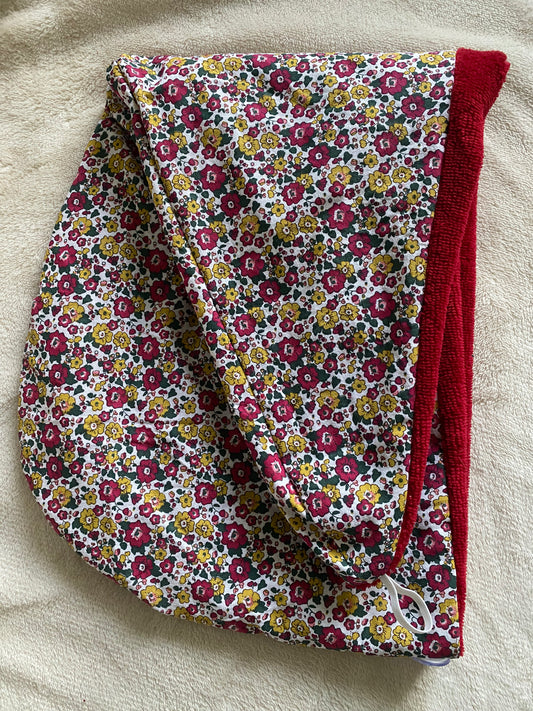 Serviette turban petite fleur bordeaux